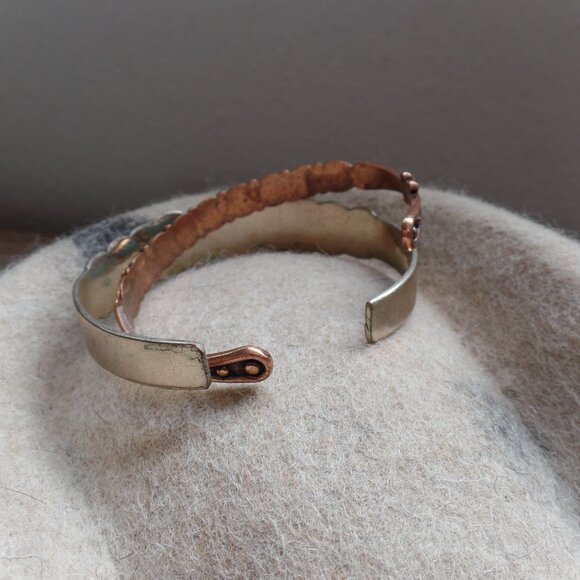 Set of 2 CUFF Bracelets Copper w/ Faux Turquoise & Silver Color Faux Turquoise - Picture 3 of 5